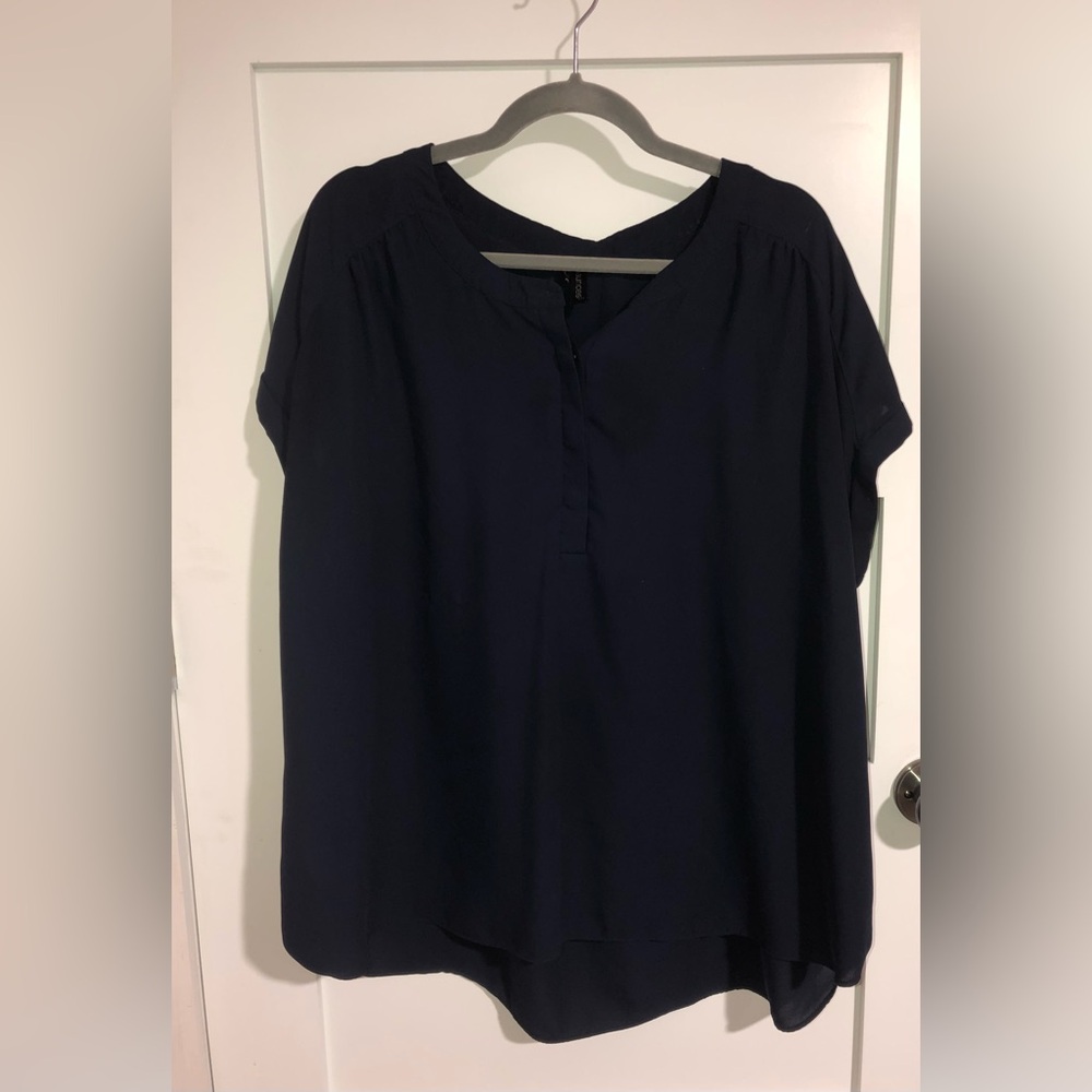 Maurices Navy Boxy Cap Sleeve Blouse